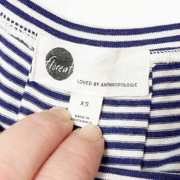 Anthropologie Floreat blue striped tunic top XS stretch jersey knit high low - Picture 5 of 10
